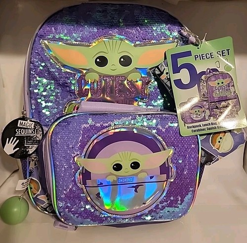 Grogu Baby Yoda The Child Backpack 5 Piece Set Mandelorian Lunchbox Storage Case