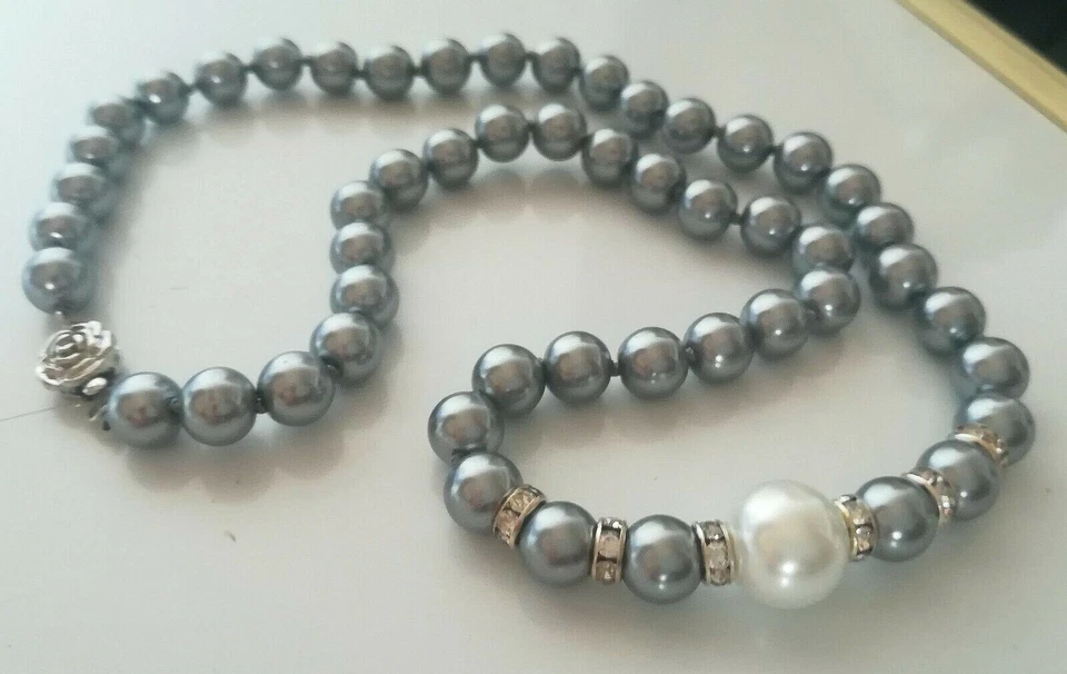 COLLANA PERLE AKOYA GIAPPONESI GRIGIO ARGENTEO PERLA SOUTH SEA BIANCA +ORECCHINI - Immagine 2 di 4