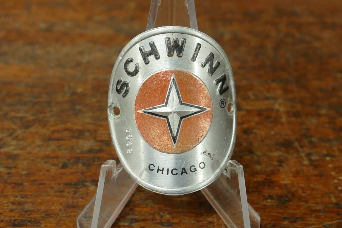 Vintage Original Schwinn Chicago Round Head Badge Lightweight