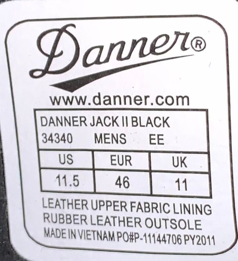 DANNER MENS SIZE 11.5 EE JACK II BLACK LEATHER 4.5" BOOT NEW