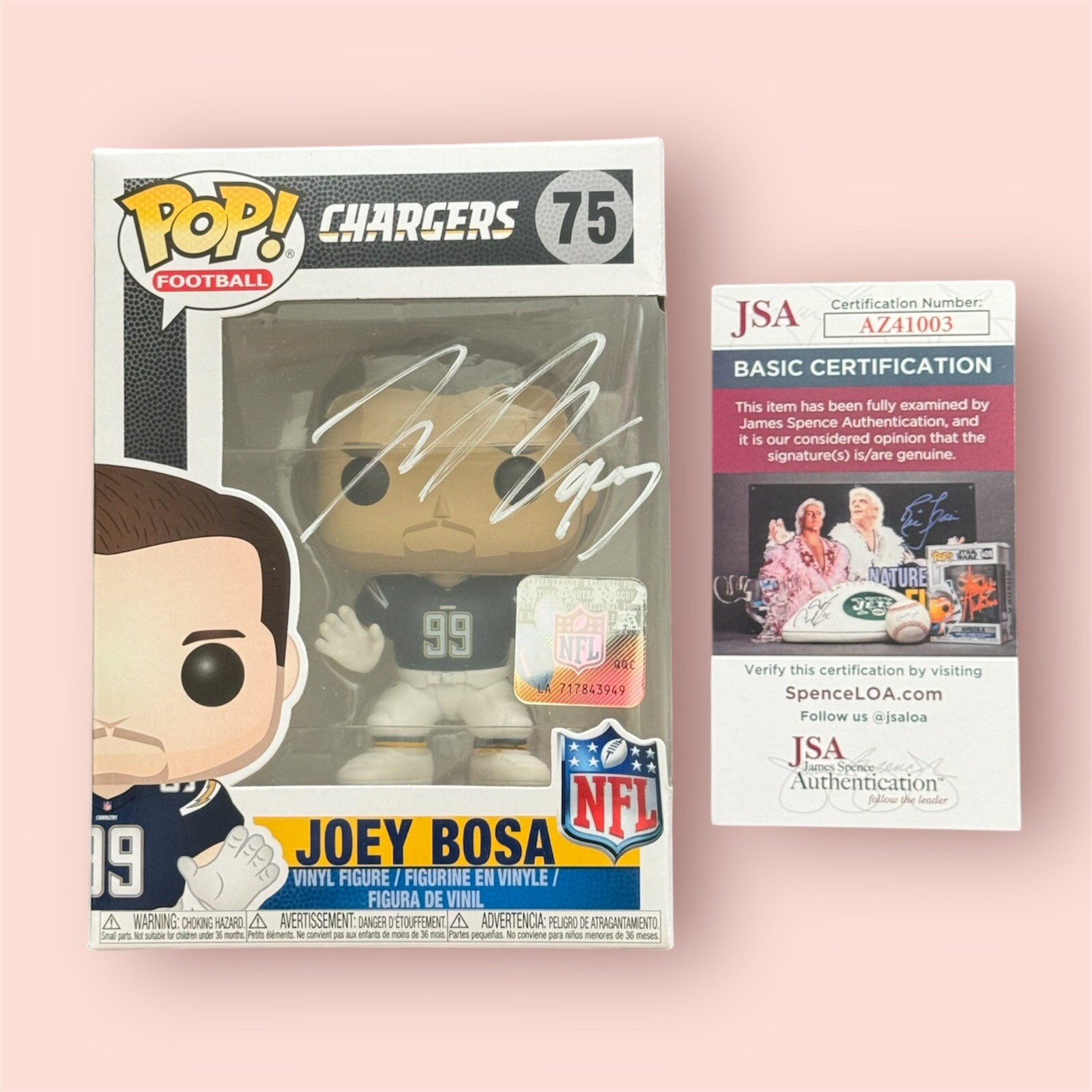 Joey Bosa Autographed Signed Funko Pop #75 Chargers JSA COA 