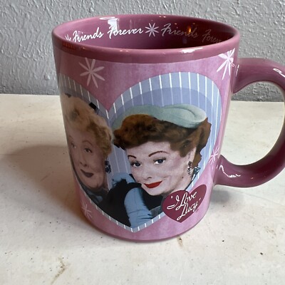 I Love Lucy Friends Forever Coffee Mug Cup Lucy and Ethel Pink