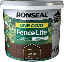 Ronseal 9L One Coat Life Quick Dry Garden Shed  Fence Paint All Colours