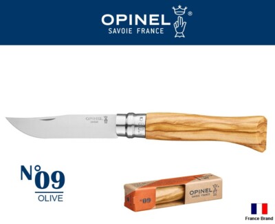 Opinel France No09 Stainless Olive Wood Handle Folding Knife 002426