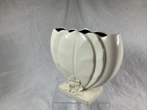 Beswick ware art deco pottery Posy Vase Matt Cream White 1194 Pattern Vintage - Picture 7 of 24