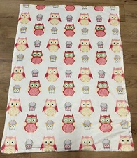 Boritrar Baby Blanket Pink Owls Soft Double Layer Dotted Backing