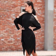 Latin Salsa Rumba Tassels Practice Ballroom Dress Dance Show Cha Cha Dancewear