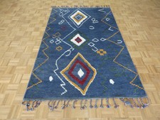 5 x 8'3 Hand Knotted Blue Moroccan Wool Oriental Rug G6261