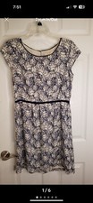 Loft Womens Blue And White Floral Lined Dress Size 10 Petite