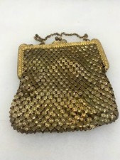 Antique Gold Tone Metal Chain Mail Mesh Purse