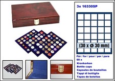 LOOK 15798 Wurzelholz Sammel Kassetten Premium 3 Tableaus F&uuml;r 90 Kronkorken