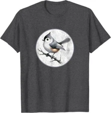 Colorful Retro Tufted Titmouse Design by Bird Fan T-Shirt *NEW* 10 Colors!
