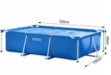 Above Ground Swimming Pool Rectangular Framed for Back Garden 220 x 150 x 60 cm