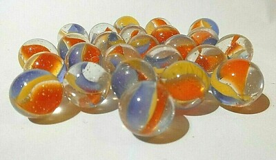 25 Murmeln Iris orange 16mm, Glasmurmeln, Glaskugel - GS25C10016