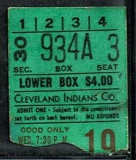 1974 BASEBALL TICKET INDIANS WHITE SOX RON SANTO 2 HIT DICK RICHIE RICH ALLEN HR
