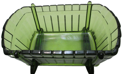 Vintage Indiana Glass Baby Cradle or Bassinet Green Candy Trinket Dish Planter - Picture 6 of 6