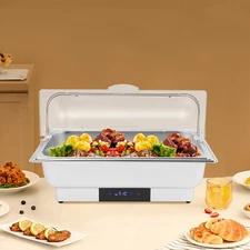Electric Chafing Dish Heating Food Warmer LED Display Buffet Food Warming Tray