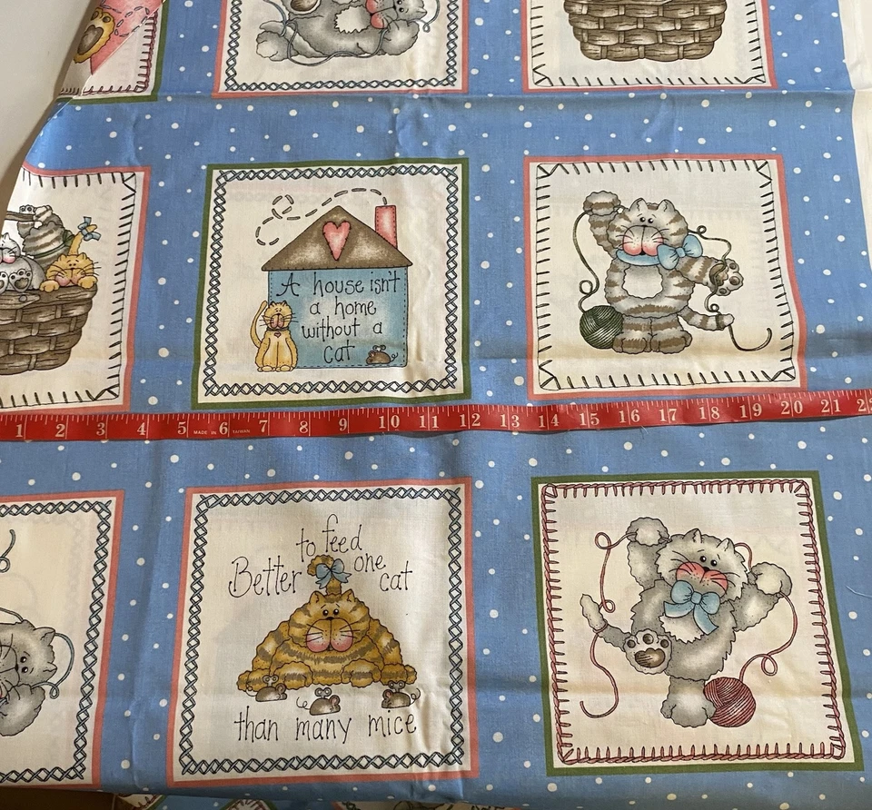 Cat Blocks Whimsical Fabric Dianna Marcum Marcus Bros. Hearts 1 Yd 26 In. Kitty - Image 2 of 4