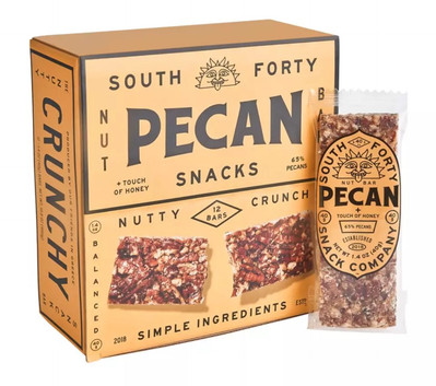South 40 Snacks Pecan Bar, Extra Crunchy Nut Snack Bar, Simple Ingredients 12Ct