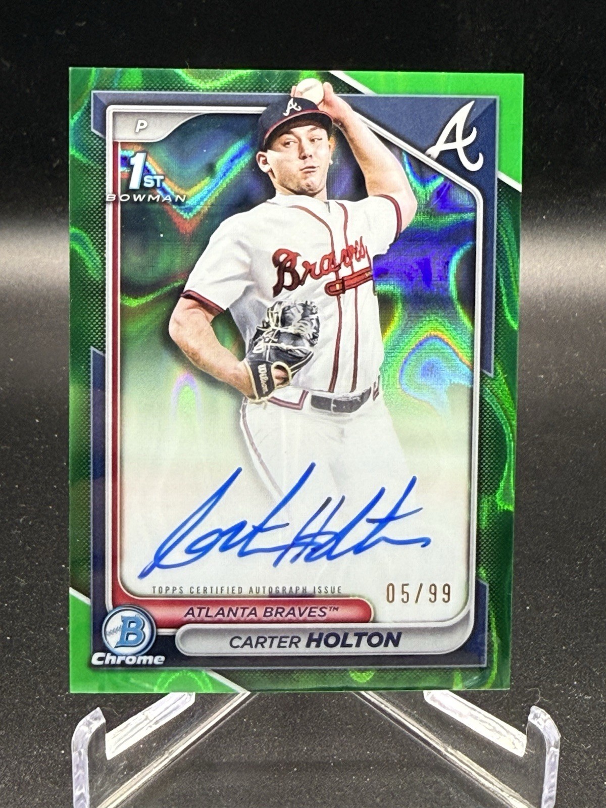 2024 Bowman Draft Chrome Auto Carter Holton #CPA-CH Green Lava Refractor 5/99
