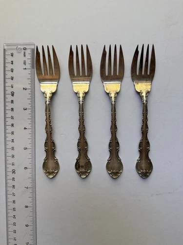 Gorham Strasbourg Sterling Silver Salad Forks Set of 4 6.5” Antique No Monogram