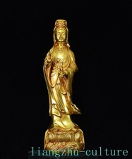 11.2"old China Buddhism Temple Bronze Kwan Yin GuanYin Goddess Buddha Statue