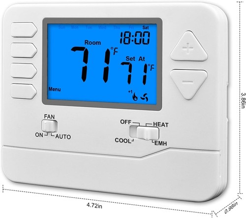Non-Programmable Heat Pump Thermostat for Home Off-white ( Blue Backlight ) - Picture 3 of 9