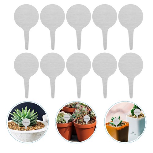 50pz Etichette Rotonde in Metallo per Piante Marcatori Giardinaggio Acciaio Inox Etichette Inserte - Foto 8 di 12