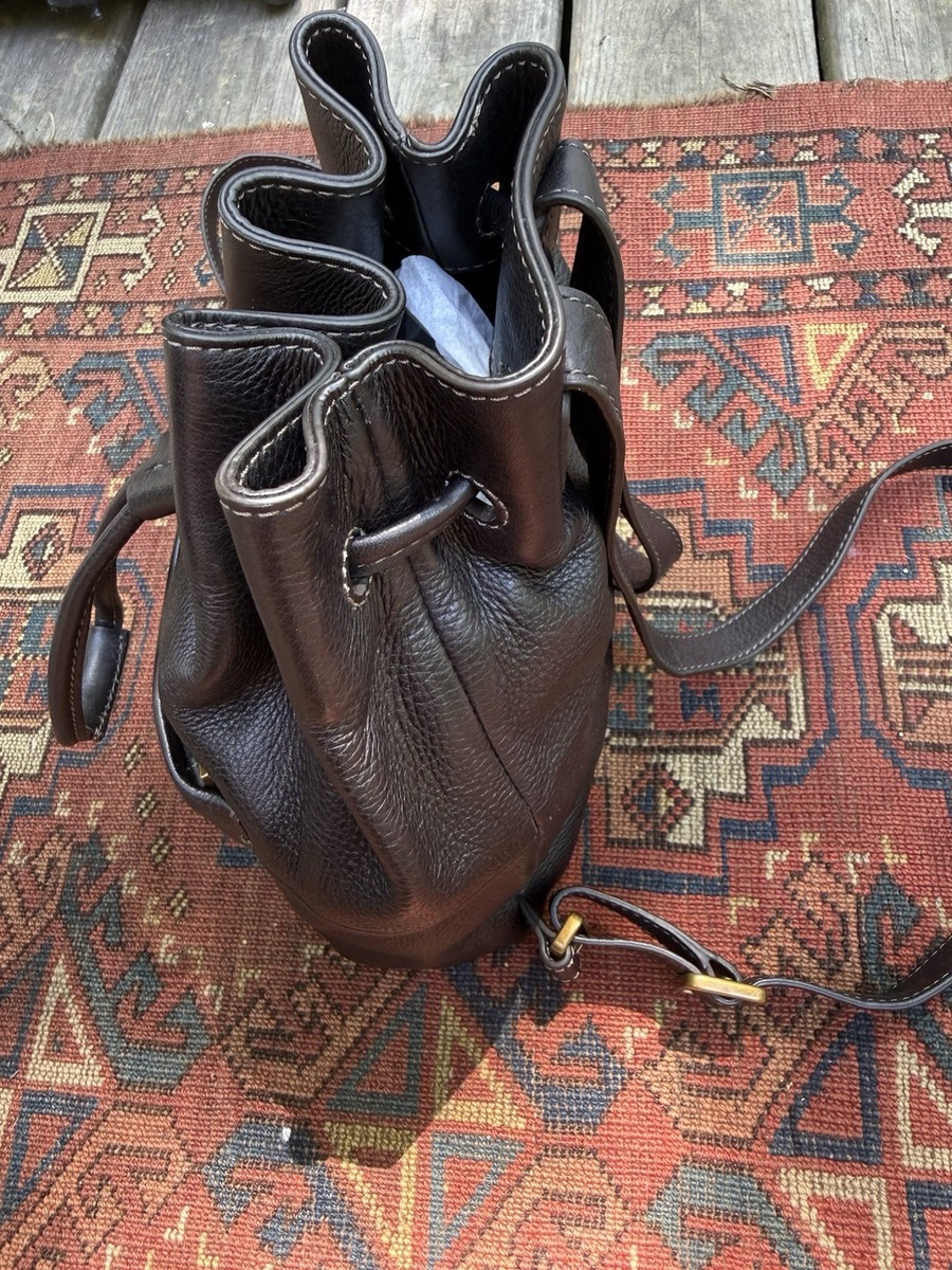 FOSSIL VICKERY Black LEATHER DRAWSTRING SMALL Mini BACKPACK  display picture 3
