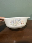 Vintage PYREX Casserole Dish Blue Iris Flowers 9” Made in England NO LID