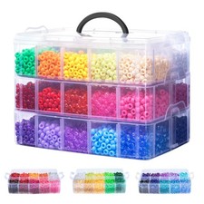 10,000 Pcs Pony Beads, Beads for Hair, 30 Assorted Colored Beads for Bracelet...