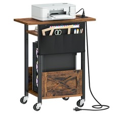 3-Tier Mobile PC Stand, Adjustable Computer Tower Stand with Power Strip and ...