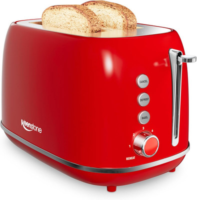 2 Slice Stainless Steel Toaster Retro with 6 Bread Shade Settings, Bagel, Cancel
