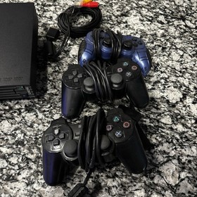 Playstation 2 PS2 Fat Black Game Console Bundle with 2 Controller + Extra