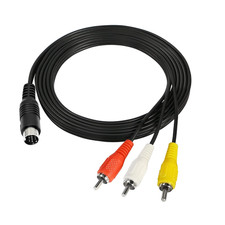 DIN 9 Pin to RCA Audio Video Composite Cable, 9 Pin Male Plug to 3 RCA Male Ster