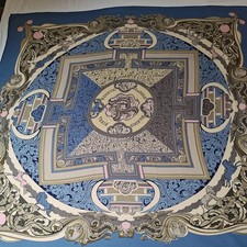 Sciarpa Hermès Animaux Solaires seta cashmere géant avvolgente blu rosa marrone 140 cm rara!