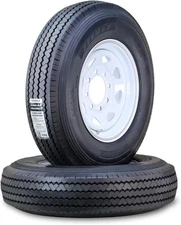 2 ZEEMAX Trailer Tire Wheel ST225/90D16 10 PR E 123L 8 Lugx 6.5" White Spoke Rim