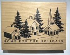 Recollections CHRISTMAS HOME FOR THE HOLIDAYS Wood Ink Stamp 700186