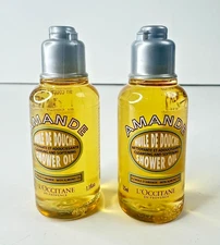 2x L'Occitane Amande Almond Shower Oil Body Wash-Travel Size 1.1 fl oz/35mL-NEW