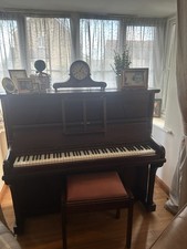 Vintage Berry London Upright Piano with Stool In Good Working Condition