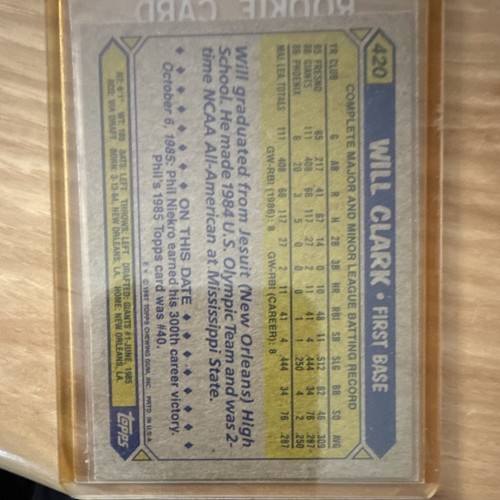 Fleer Topps Donruss Will Clark Rookie 1986 1987 Giants MLB Card Lot 4 Vintage - Picture 9 of 9
