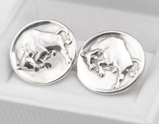 Pair Vintage Georg Jensen Raging Bull Sterling Silver Cufflinks Hallmarked 1976