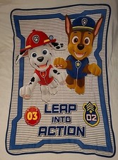 Nickelodeon Paw Patrol Chase Marshall Graphic Blanket Soft Throw Blue Line Puppy