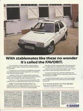 SKODA FAVORIT range original 1989 UK advertisement cutting ?stablemates?