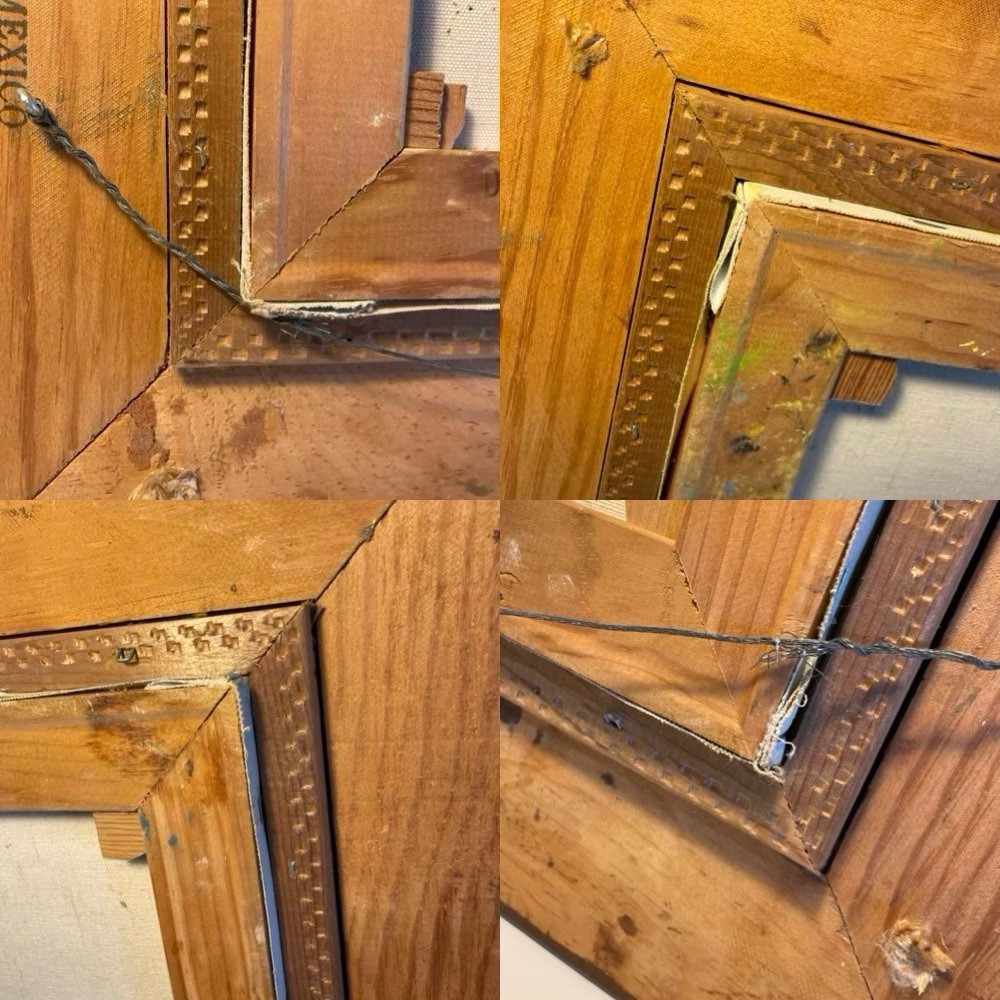 Vintage Carved Wood Ornate Picture Frame Mexican Arts & Crafts 14 X 18