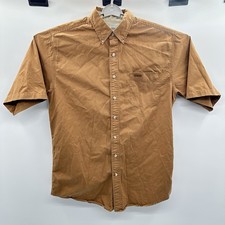 Carhartt Button Shirt Mens Large Brown Canvas Twill Utility Work Button S132BUC