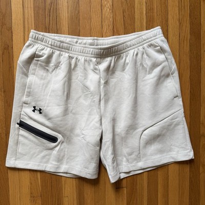 Under Armour Unstoppable F.I.C. Athletic Shorts XL Ivory Zippered Pocket