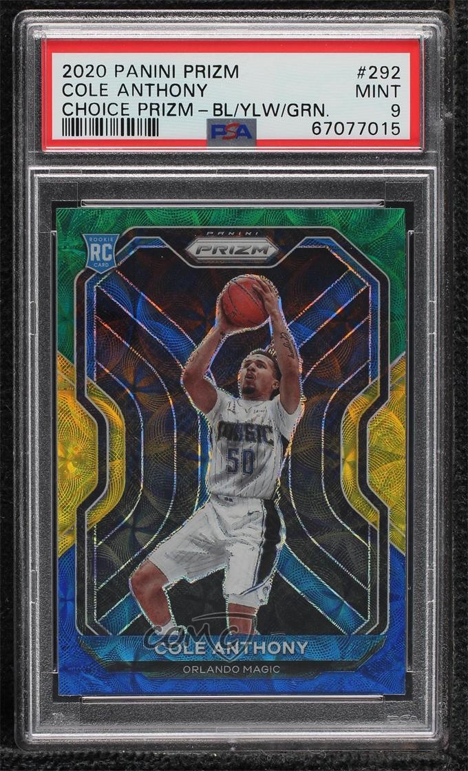 2020 Prizm Choice Blue Yellow & Green Cole Anthony #292 PSA 9 MINT Rookie RC 2l4