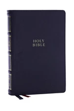 NKJV, Compact Center-Column Reference Bible, Black Genuine Leather, Red Letter,