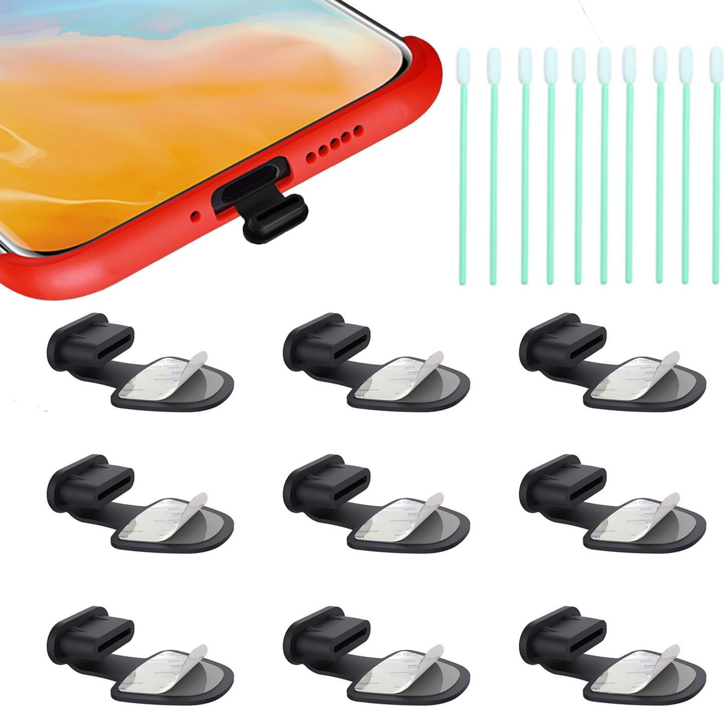 USB C-Type anti Loss Dust Plugs, USB C-Type Port Silicone Dust Covers, with Deta